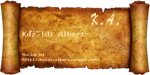 Káldi Albert névjegykártya