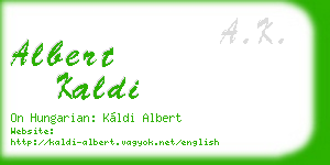 albert kaldi business card