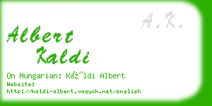 albert kaldi business card